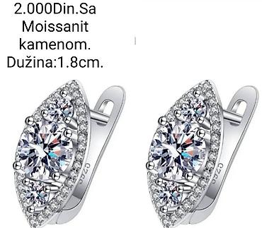 hermes kais: Elegantne posrebrene naušnice sa moisanit kamenjem od hirurskog čelika — 1
