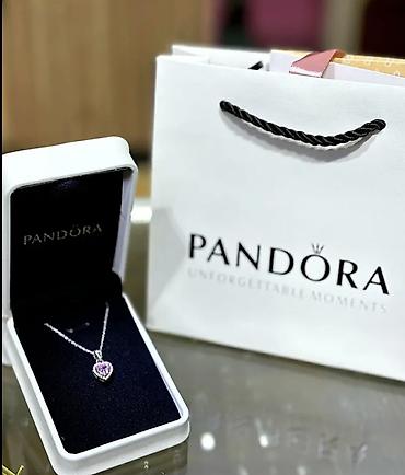 Bijuteriya: Pandora gümüş boyunbağı – ürək formalı kulonla. 925 əyyar xalis gümüş — 1