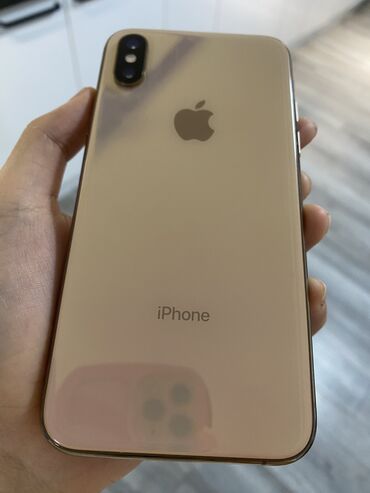 Apple iPhone: IPhone Xs, Б/у, 64 ГБ, Золотой, Защитное стекло, Чехол, 77 %