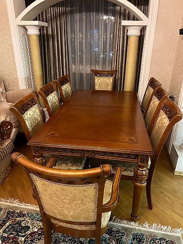 Türkiyə istehsalı masa dəsti satılır 750₼. 8 oturcağı var. Ağır — 1