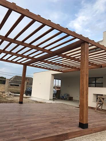 Digər bağ, çöl mebeli: Açıq hava məkanı üçün taxta pergola və terras -Ölçü 6x4 metr - — 2