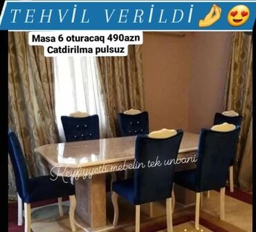 ev üçün stol: Qonaq otağı üçün, Yeni, 6 stul, Azərbaycan