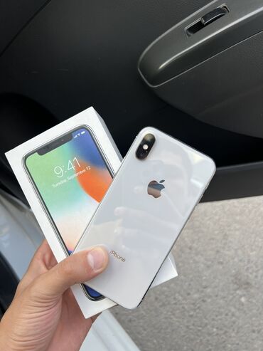 купить чехол на айфон x: IPhone X, Колдонулган, 256 ГБ, Ак, Коргоочу айнек, Куту, 88 %