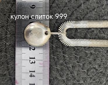 бежевые: Серебряные колье, Проба 925, Унисекс, Б/у, Без вставки — 8