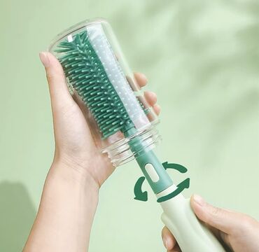 шапочка для мытья головы: Силиконовая многофункциональная щеточка для мытья бутылок + сушилка😍