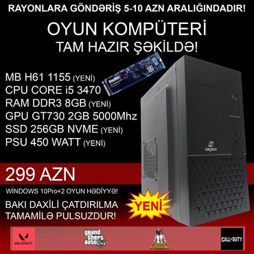 Masaüstü kompüterlər və iş stansiyaları: Oyun üçün Kompüter "Legion Core i5 3470 GT730 2GB 256GB NVME” ⭐Tək — 3