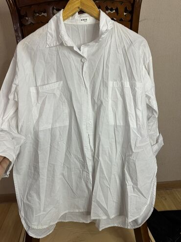 турецкая обувь из натуральной кожи: Белая рубашка свободного кроя HMH - Классический отложной воротник -