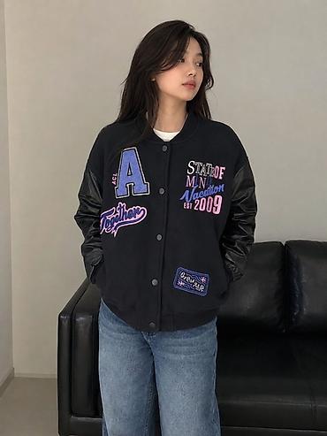 CD, DVD дисктер: Бомбер varsity в уличном стиле - Цвет: черный с фиолетово-розовыми — 1