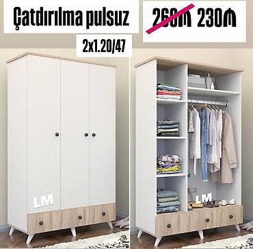 divarda kitab refi: Düz dolab, Qonaq otağı üçün, Paltar üçün, 3 qapılı — 1