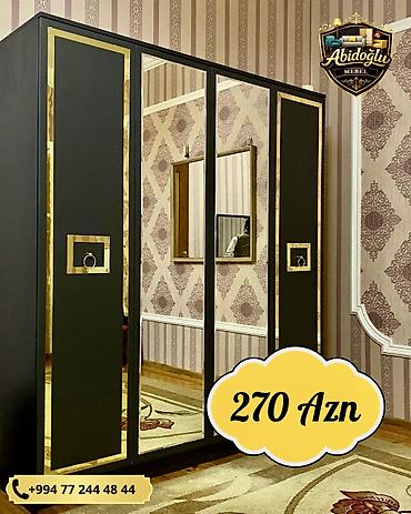 qara un: Yeni, 3 qapılı, Güzgülü, Qara, Açılan, Düz dolab — 1