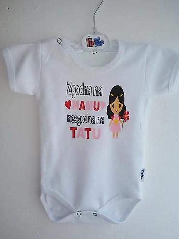 Bodiji i zeke za bebe: Bebi bodiji sa šaljivim natpisima – kratki rukavi Mere 56-62 dvobroj — 2