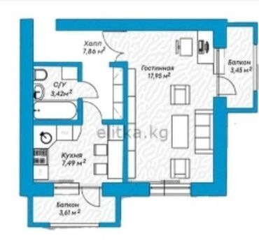 дом в районе филармонии: 1 комната, 50 м², Элитка, 3 этаж, ПСО (под самоотделку)