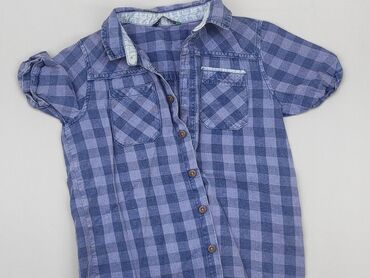 satynowa koszula hm: Shirt 7 years, condition - Fair, pattern - Cell, color - Blue