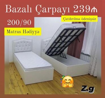 tek neferlik carpayi: Новый, Односпальная кровать, С подъемным механизмом, С матрасом, Без выдвижных ящиков