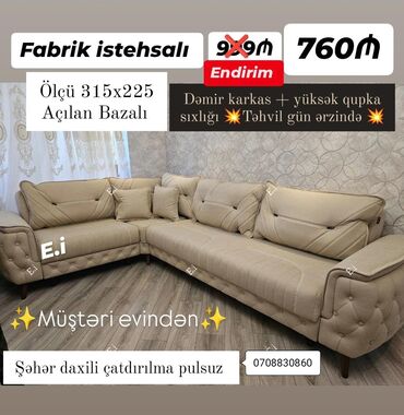 Divanlar: Künc divan, Yeni, Açılan, Bazalı, Şəhərdaxili pulsuz çatdırılma