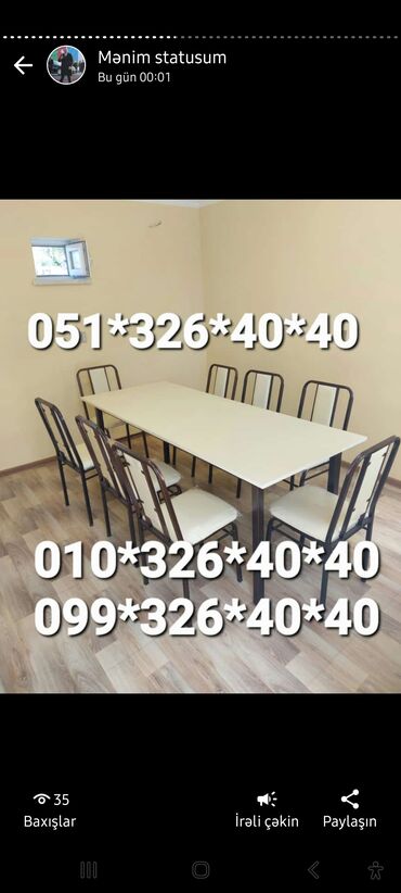 Masa və oturacaq dəstləri: Qonaq otağı üçün, Yeni, Açılmayan, Kvadrat masa, 8 stul -da lalafo.az — 5 Masa və oturacaq dəstləri: Qonaq otağı üçün, Yeni, Açılmayan, Kvadrat masa, 8 stul — 5