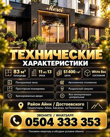 жк мерси: 2 комнаты, 83 м², Политех 11 этаж, ПСО (под самоотделку) — 2