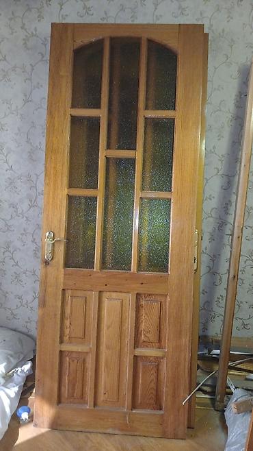 Qapılar və aksessuarlar: Taxta şüşəli otaq qapısı - Material: təbii ağac (açıq qəhvəyi ton) - — 4