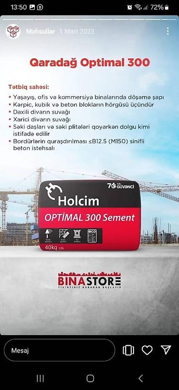 holcim satış: Holcim Sement, M-400, C-klass, Kredit var, Pulsuz çatdırılma — 5