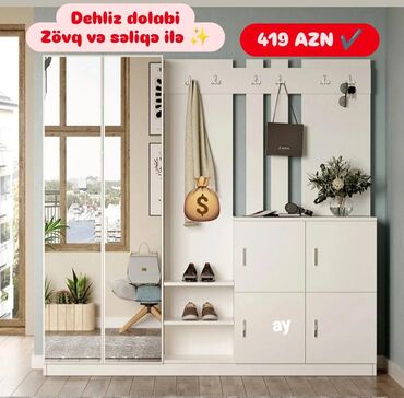 Masalar və oturacaqlar: Yeni, Açılan, Düz dolab, Dəhliz dolabı