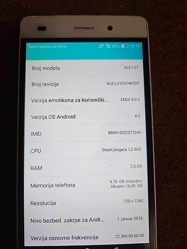 Huawei: Huawei P8 Lite ALE-L21 Telefon je sim free bez ostecenja baterija — 9
