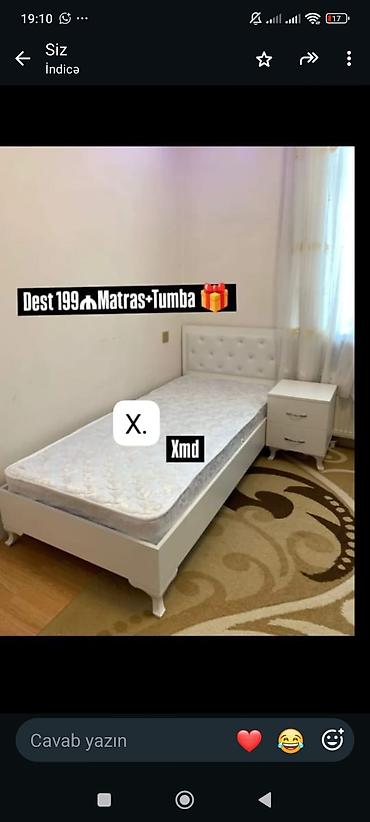 tumbuckalar: Dəst: tək nəfərlik çarpayı + matras + tumba - Rəng: ağ - Dizayn — 1