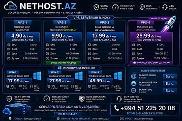 kontakt komputer: 🚀 NETHOST.AZ — Sürətli və Etibarlı VPS Serverlər! 🌐 Linux VPS — 4.90 — 1