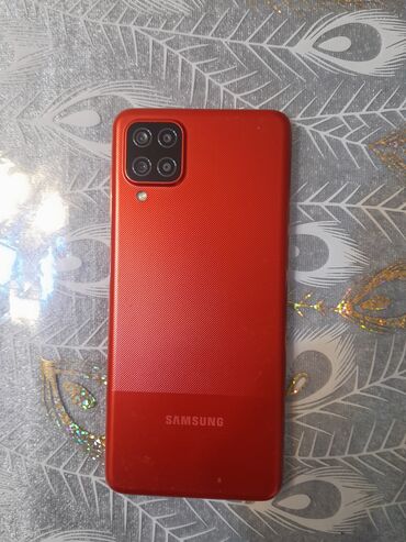 samsug s10: Samsung Galaxy A12, 64 GB, rəng - Qırmızı, Sensor, Barmaq izi, İki sim kartlı