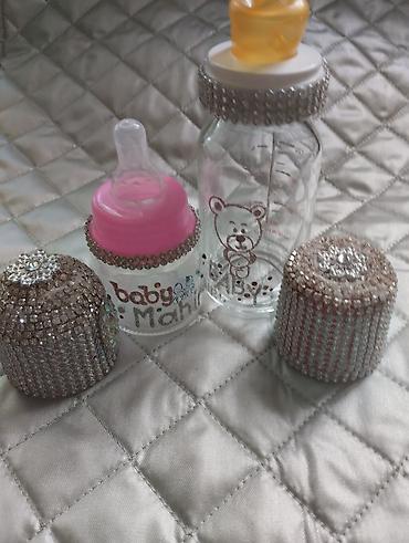 toy dekor: Bəzəkli dekor dəsti və rhinestone-lu körpə butulkaları - 3 hissəli — 6
