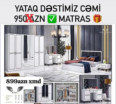 matras satisi: Ağ rəngdə modern yataq otağı dəsti Dəst tərkibi: - Çarpayı (başlıq — 1