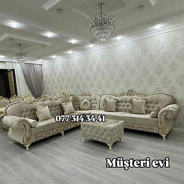 Klassik üslubda yumşaq mebel dəsti - Dəst tərkibi: künc divan (L
