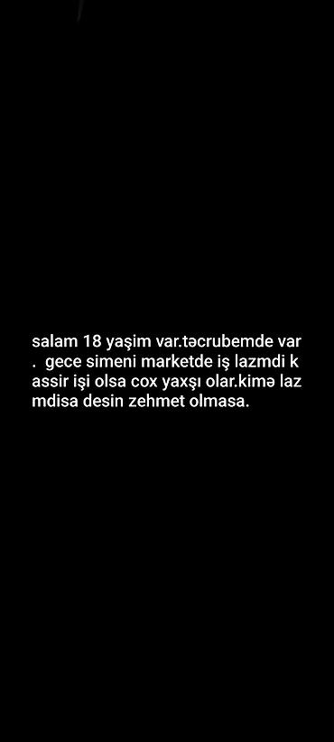 Kassir, Kişi, 18 yaş, 1-2 illik təcrübə lalafo.az -da Kassir, Kişi, 18 yaş, 1-2 illik təcrübə