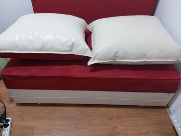 ikea trosedi na razvlačenje: Two-seat sofas, Eco-leather, color - Red, Used