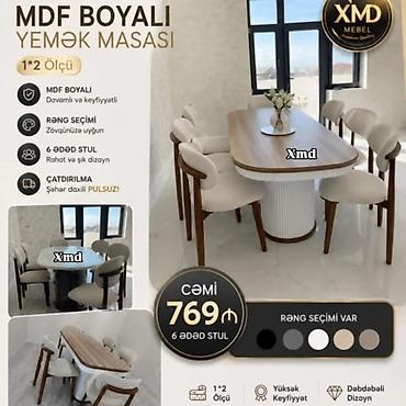 hinduşka əti qiyməti: MDF boyalı yemək masası və yumşaq stul dəstləri – zövqünüzə uyğun — 2