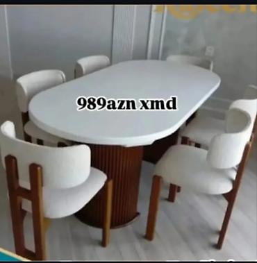 quxna stolu: 1.Oval formalı yemək dəsti – 6 ədəd kreslo və mərkəzdə silindrik — 1