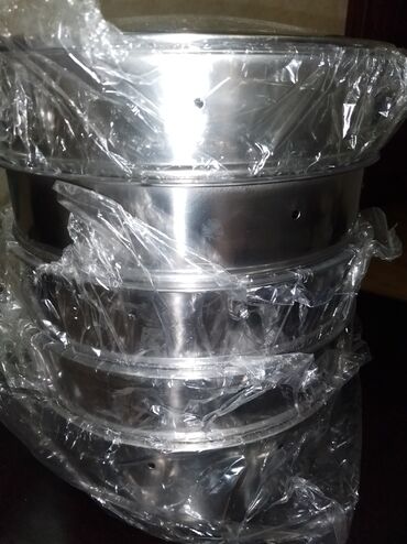 домашние манты: Посуда из нержавейки. Мантушница новая в упаковке, размер 28 см, 5