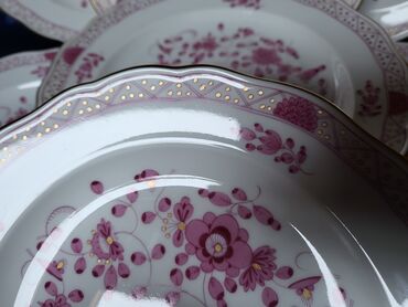 Ostali antikviteti: Tanjiri 8 kom.Meissen Indian Pink Flowers.4g. Meissen tanjiri 8 — 6