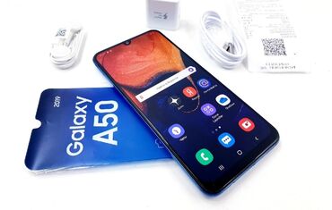 Poco: Samsung A50, Б/у, 128 ГБ, цвет - Синий, 2 SIM
