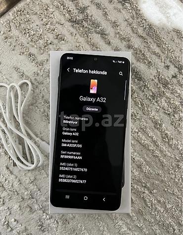 samsung tab s8: Samsung Galaxy A32, 64 GB, rəng - Qara, Sensor, Face ID — 3