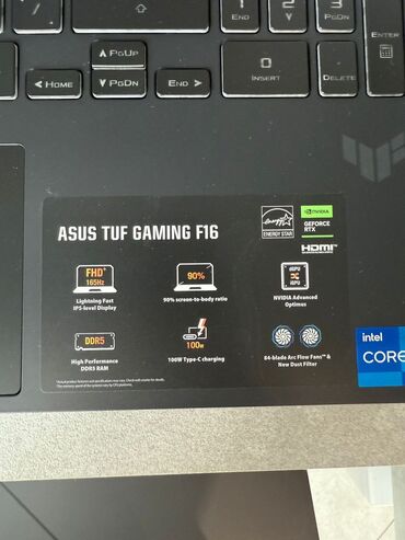 Комплектующие для ПК и ноутбуков: ASUS TUF Gaming F16 noutbuku oyunçular və yüksək performans tələb edən