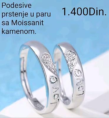 mts deciji satovi: Posrebrene podesivi prstenje u paru sa moisanit kamenom od hirurskog — 1