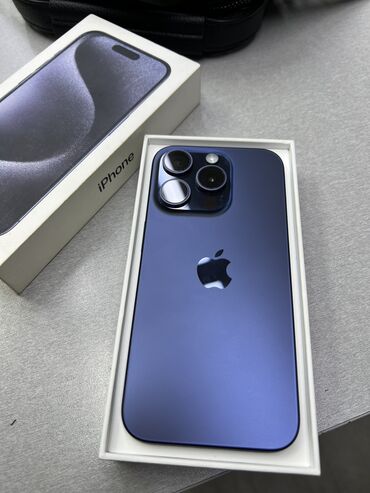 Apple iPhone: IPhone 15 Pro, Б/у, 128 ГБ, Blue Titanium, Коробка, 90 %