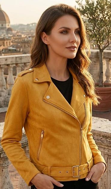 cntmp apparel jacket: Ženska jakna od veštačkog antilopa u senf žutoj boji. Krojen — 1