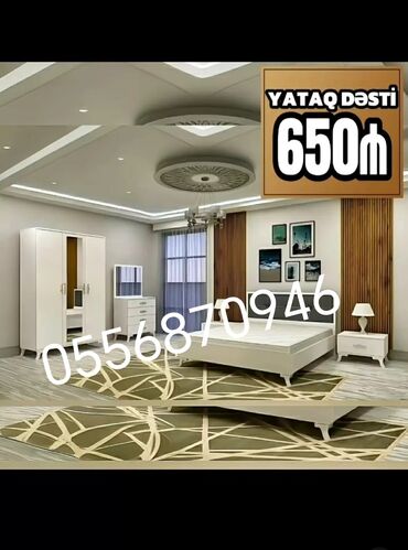 Yataq otağı dəstləri: İkinəfərlik çarpayı, Dolab, Termo, 2 tumba, Azərbaycan, Yeni — 25