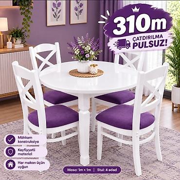 Ağ rəngli, dairəvi yemək masası və 4 ədəd stul dəsti. Xüsusiyyətlər lalafo.az -da Ağ rəngli, dairəvi yemək masası və 4 ədəd stul dəsti. Xüsusiyyətlər
