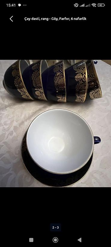 cay servizi: Çay dəsti, rəng - Göy, Farfor, 6 nəfərlik — 2
