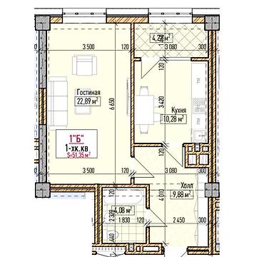 69: 1 комната, 51 м², Асанбай мкр Элитка, 16 этаж, ПСО (под самоотделку) — 2