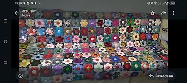 edyalar: Patchwork yorğan/pled - Rəngarəng “hexagon” çiçək motivləri ilə əl — 2