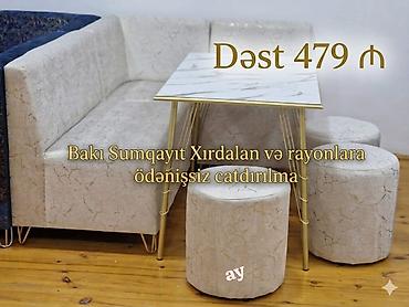 divan dəst: Mətbəx üçün, Yeni, Açılmayan, Kvadrat masa, 4 stul — 3