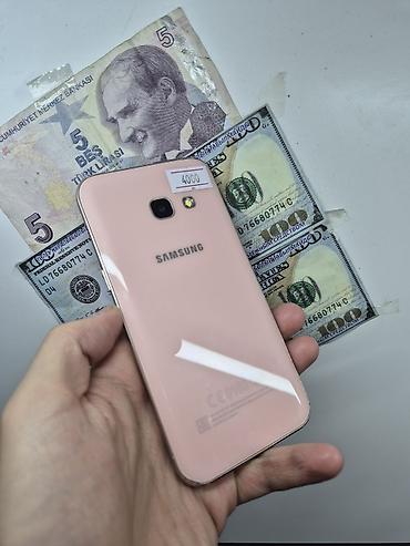Samsung Galaxy A3 2017, Б/у, 16 ГБ, цвет - Розовый, В рассрочку, 1 SIM, 2 SIM